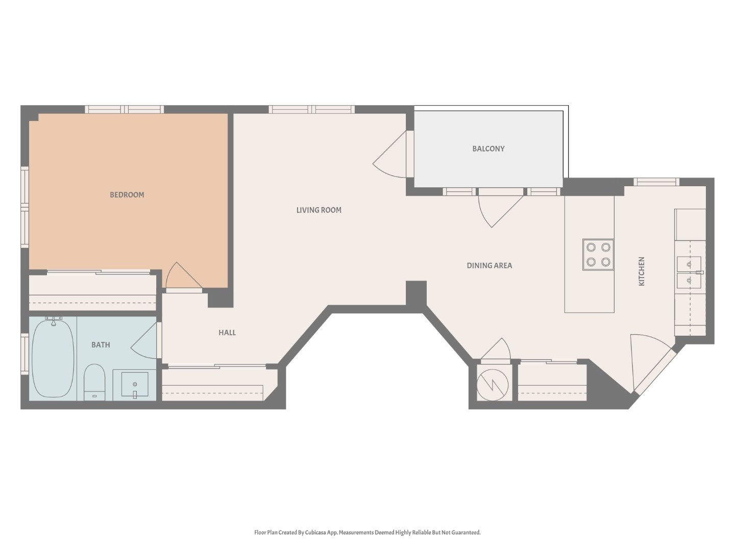 One bedroom floor plan at The Harper