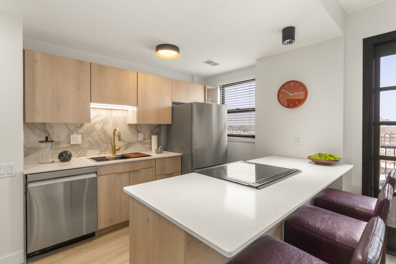 Harper kitchen with Samsung Bespoke appliances and quartz island